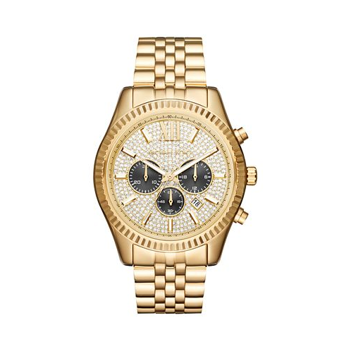 Michael Kors Mens Chronograph Lexington Gold-Tone Stainless Steel Bracelet Watch 44mm MK8494