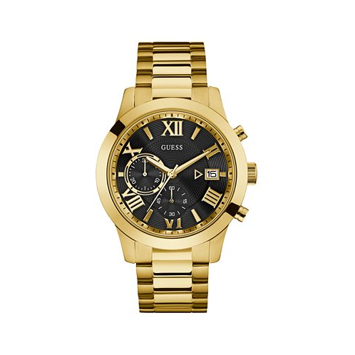 GUESS Mens Chronograph Gold-Tone Stainless Steel Bracelet Watch 45mm