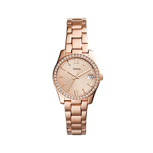 Fossil Womens Scarlette Rose Gold-Tone Stainless Steel Bracelet Watch 32mm