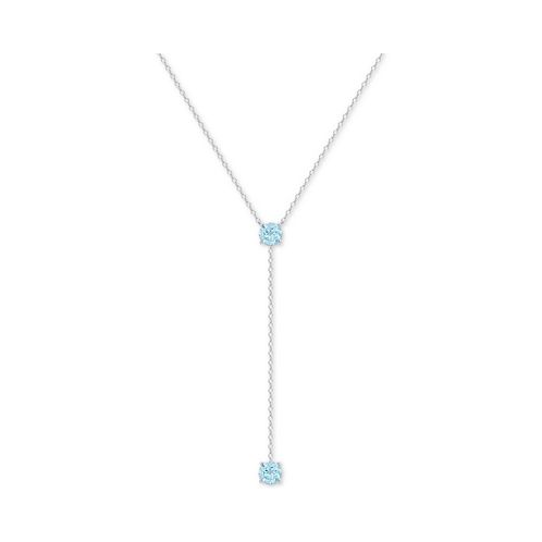 Macys Blue Topaz 18 Lariat Necklace (1-1/10 ct. t.w.) in Sterling Silver