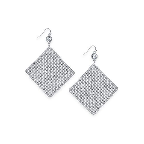 I.N.C. International Concepts Silver-Tone Crystal Diamond-Shape Sheet Statement Earrings