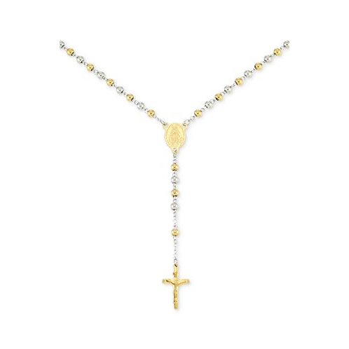 LEGACY for MEN by Simone I. Smith Beaded Cross 24 Lariat Necklace in Stainless Steel & Yellow Ion-Plate