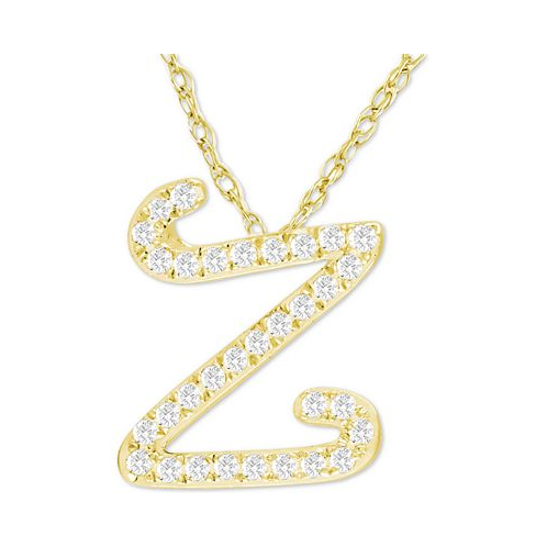 Macys Diamond Initial Pendant Necklace (1/10 ct. t.w.) in 14k Gold Over Sterling Silver 16 + 2 Extender
