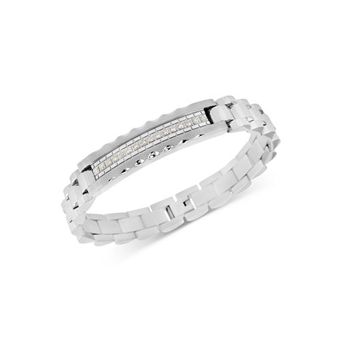 Macys Mens Diamond (1/5 ct. t.w.) ID Bracelet in Stainless Steel