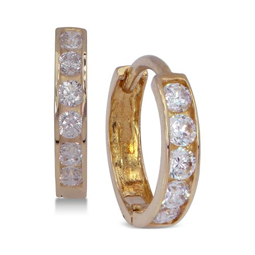 Macys Cubic Zirconia Hoop Earrings in 10k Gold