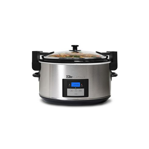 Elite Gourmet Elite Platinum 8.5 Quart Stainless Steel Programmable Slow Cooker with locking lid
