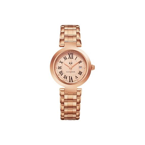 Stuhrling Alexander Watch A203B-05 Ladies Quartz Date Watch with Rose Gold Tone Stainless Steel Case on Rose Gold Tone Stainless Steel Bracelet
