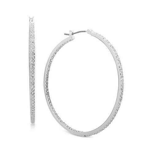 POLO Ralph Lauren Silver-Tone Pave In & Out Medium Hoop Earrings