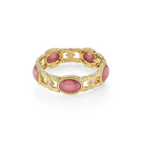2028 Gold Tone Pink Moonstone Stretch Bracelet