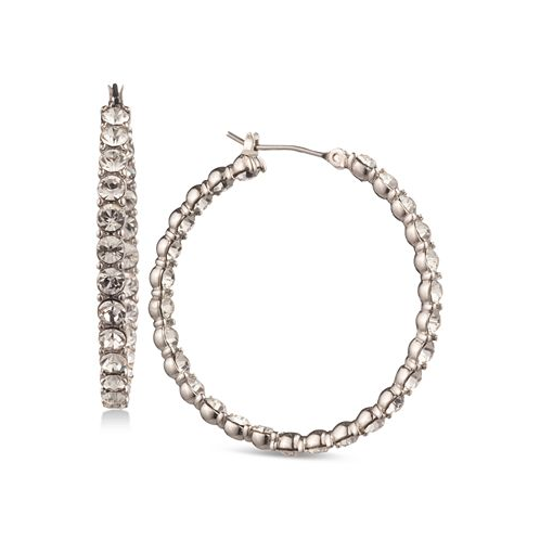 Givenchy Silver-Tone Inside-Out Crystal Medium Hoop Earrings