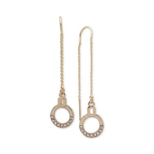 DKNY Gold-Tone Crystal Circle Threader Earrings