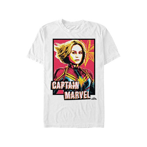 Fifth Sun Marvel Mens Captain Marvel Neon Captain Marvel Front Profile Short Sleeve T-Shirt