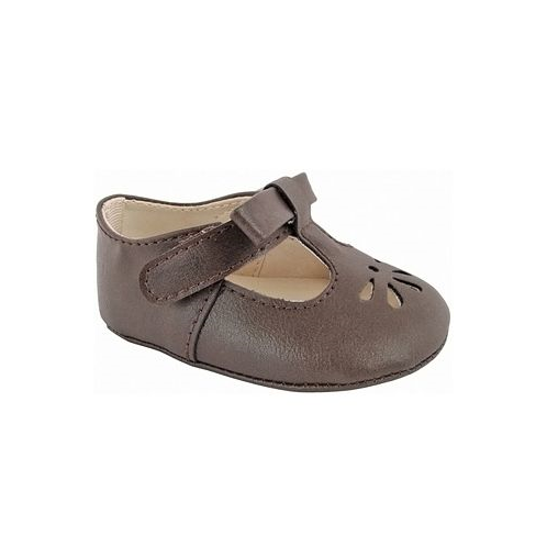 Baby Deer Baby Girl Soft Leather-Like T-Strap with Bow and Perforation