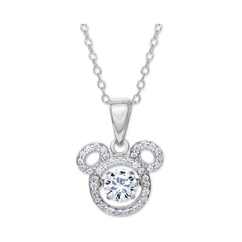 Disney Cubic Zirconia Mickey Mouse 15+2 extender Pendant Necklace in Sterling Silver