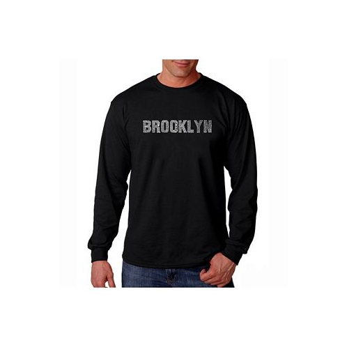 LA Pop Art Mens Word Art Long Sleeve T-Shirt- Brooklyn Neighborhoods