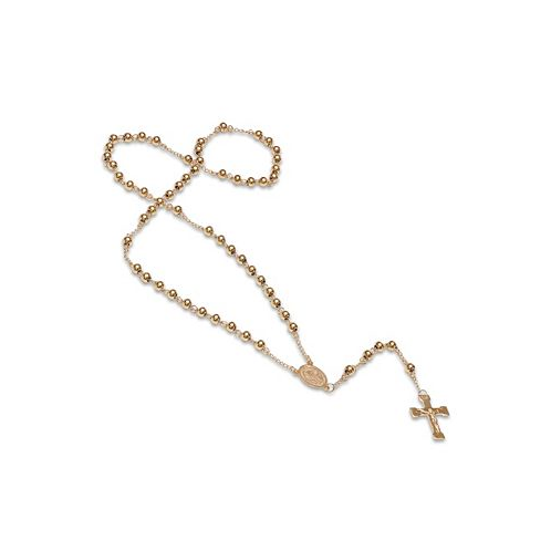 STEELTIME Unisex 18K Gold Plated Stainless Steel Beaded Classic Rosary Necklace