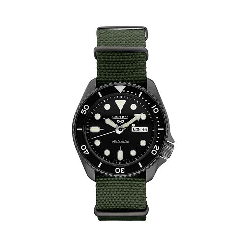Seiko Mens Automatic 5 Sports Green Nylon Strap Watch 42.5mm