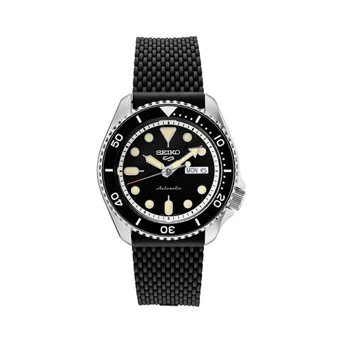 Seiko Mens Automatic Sport Black Silicone Mesh Strap Watch 42.5mm