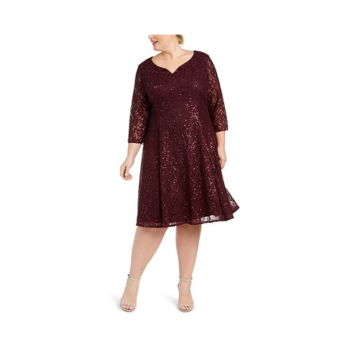 SL Fashions Plus Size Sequined Lace Dress