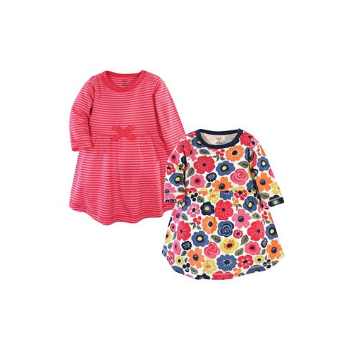 Touched by Nature Toddler Girl Organic Cotton Long-Sleeve Dresses 2pk Bright Flowers
