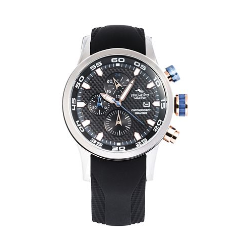 Strumento Marino Mens Speedboat Black Silicone Performance Timepiece Watch 46mm