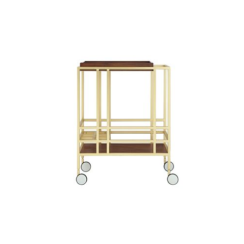Inspired Home Ron Serving Bar Cart with Metal Frame and Casters