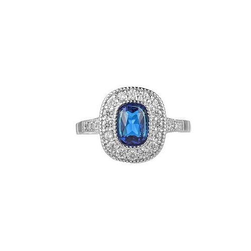 A&M Silver-Tone Sapphire Accent Ring