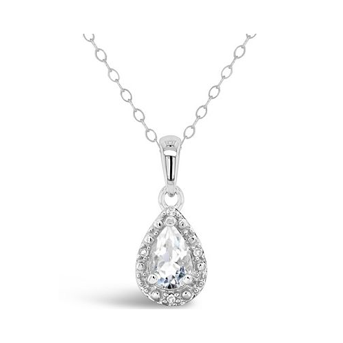 Macys Gemstone and Diamond Accent Pendant Necklace in Sterling Silver