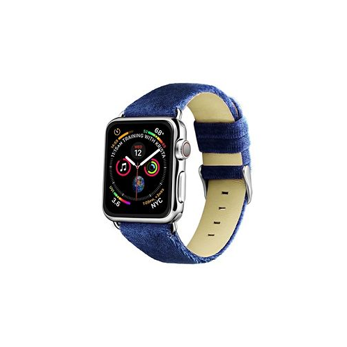 Posh Tech Mens and Womens Apple Navy Wool Velvet Leather Stainless Steel Replacement Band 40mm