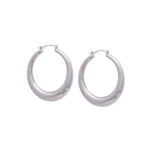 GUESS Silver-Tone Large Graduated Tubular Hoop Earrings 2.5