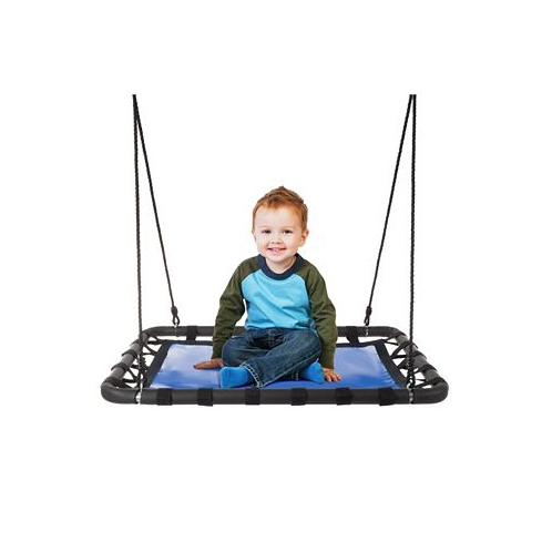 Trademark Global Hey Play Platform Swing - 40” X 30” Hanging Outdoor Tree Or Playground Equipment Standing Rectangle Bench Swing Accessory With Adjustable Rope