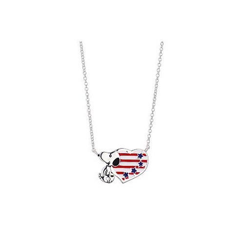 Peanuts Silver Plated Snoopy Americana Heart Pendant Necklace 16+2 for Unwritten