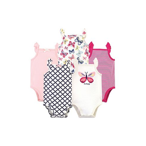 Touched by Nature Baby Girls Baby Organic Cotton Bodysuits 5pk Bright Butterflies