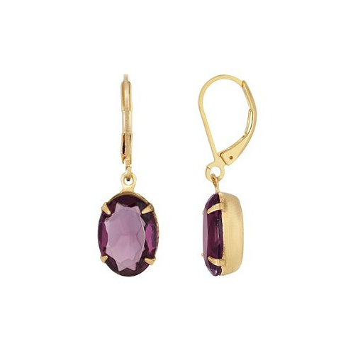2028 Gold-Tone Purple Oval Drop Earring