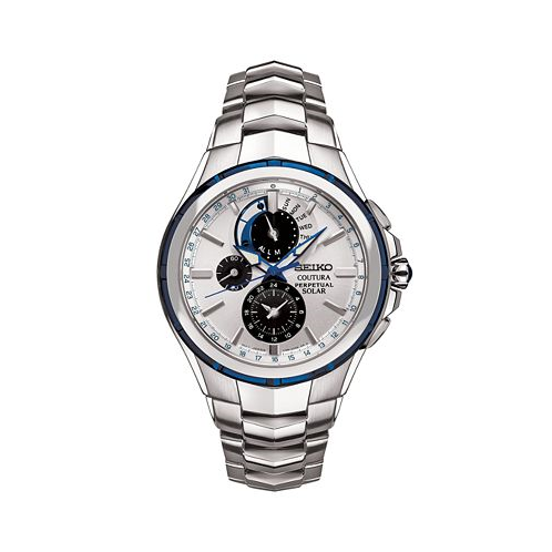 Seiko Mens Solar Coutura Chronograph Stainless Steel Bracelet Watch 44mm
