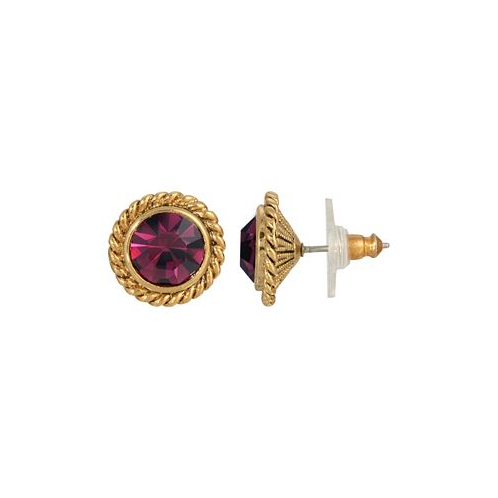 2028 Womens 14K Gold-tone Purple Small Round Stud Earrings