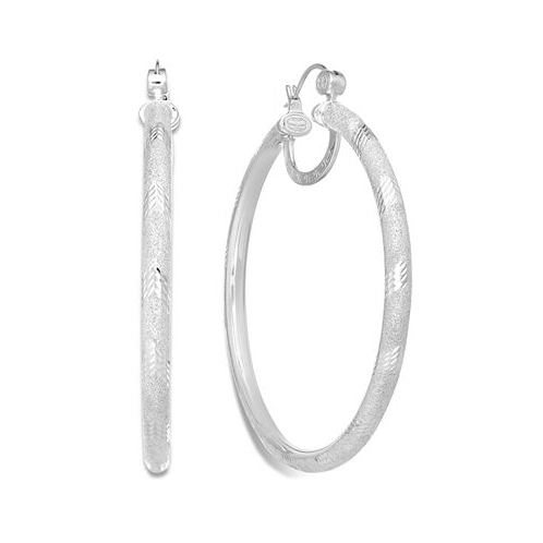 Simone I. Smith 18K Gold over Sterling Silver Earrings Laser and Diamond-Cut Extra Large Hoop Earrings (Also in Platinum Over Sterling Silver)