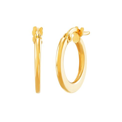 Italian Gold Polished Small Flat Round Hoop Earrings in 10K Yellow Gold 10mm