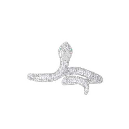 Macys Cubic Zirconia Snake Double Finger Ring in Silver Plate