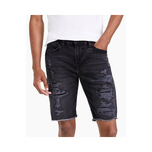 GUESS Mens Slim-Fit Destroyed Denim Shorts