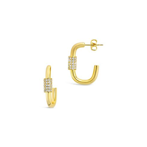 Sterling Forever Womens Oval Carabiner Gold Plated Hoop Earrings