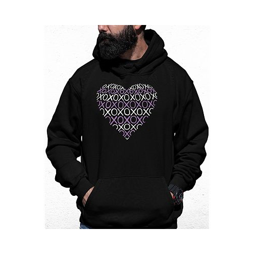 LA Pop Art Mens XOXO Heart Word Art Hooded Sweatshirt