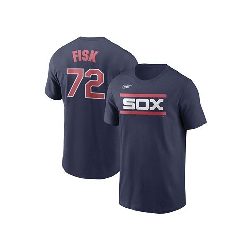 Nike Mens Carlton Fisk Navy Chicago White Sox Cooperstown Collection Name and Number T-shirt