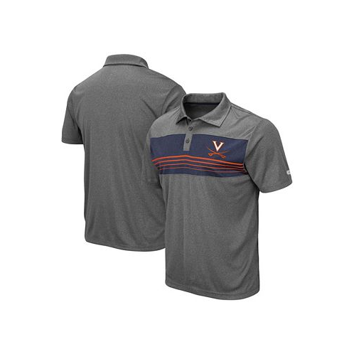 Colosseum Mens Heathered Charcoal Virginia Cavaliers Wordmark Smithers Polo