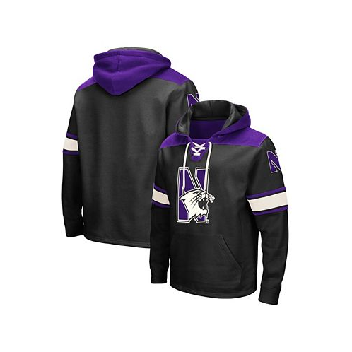Colosseum Mens Black Northwestern Wildcats 2.0 Lace-Up Pullover Hoodie