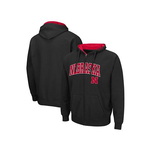 Colosseum Mens Black Nebraska Huskers Arch Logo 3.0 Full-Zip Hoodie