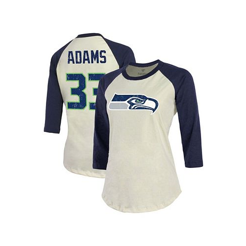 Fanatics Womens Jamal Adams Cream Navy Seattle Seahawks Player Raglan Name Number 3/4 Sleeve T-shirt