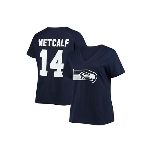 Fanatics Womens Plus Size DK Metcalf College Navy Seattle Seahawks Name Number V-Neck T-shirt