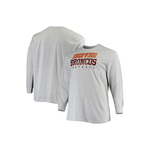 Fanatics Mens Big and Tall Heathered Gray Denver Broncos Practice Long Sleeve T-shirt