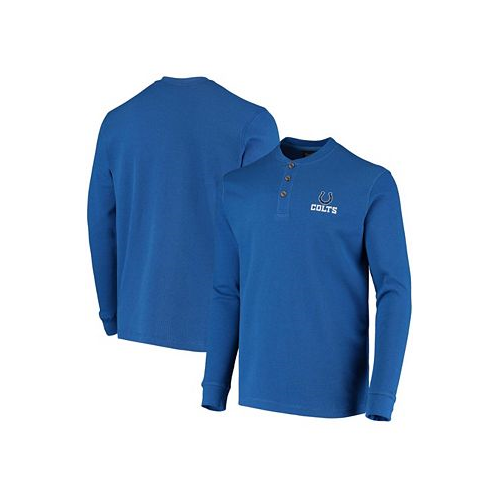 Dunbrooke Mens Royal Indianapolis Colts Maverick Thermal Henley Long Sleeve T-shirt